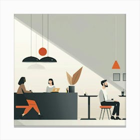 People At A Cafe Canvas Print