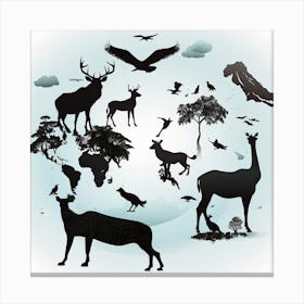 Silhouettes Of Animals Canvas Print