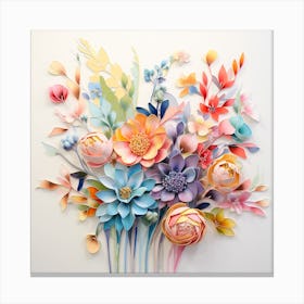 Pastel Colorful Flowers Canvas Print