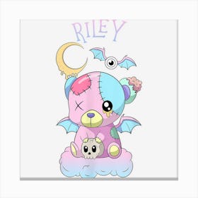 Riley Halloween Creepy Pastel Goth Kawaii Teddy Bear Canvas Print