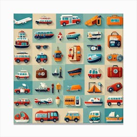 Flat Icons Set Canvas Print