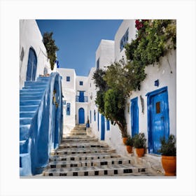 Blue Doors In Tunisia Canvas Print