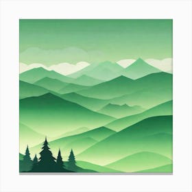 Misty mountains background in green tone 154 Canvas Print