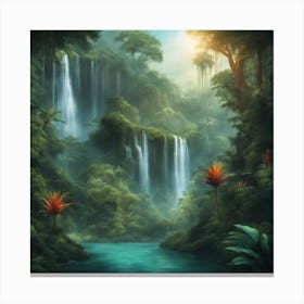 Waterfall In The Jungle Canvas Print