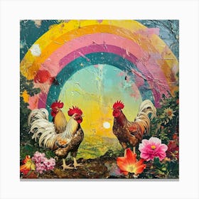 Kitsch Retro Rooster Collage 1 Canvas Print