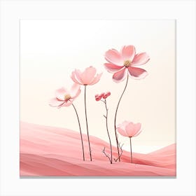 Pink Flowers In The Desert Canvas Print