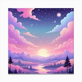 Sky With Twinkling Stars In Pastel Colors Square Composition 95 Canvas Print