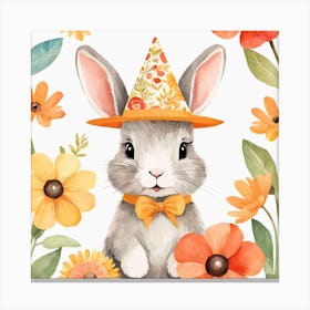 Floral Baby Rabbit Nursery Illustration (20) Canvas Print