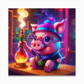 Pig In A Bottle Canvas Print