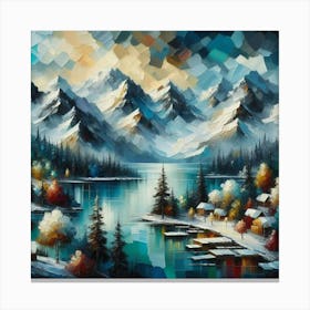 Montain lac oil painting abstract painting art 6 Canvas Print