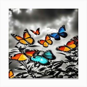 Colorful Butterflies In The Sky 3 Canvas Print
