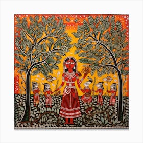 Traditional Indian Painting, Oil On Canvas, Brown Color Canvas Print