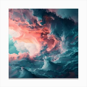 Abstract Cloud Painting Pink and Blue Canvas Print