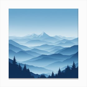 Misty mountains background in blue tone 38 Canvas Print