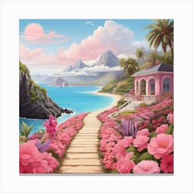 Pink Roses On The Beach Canvas Print