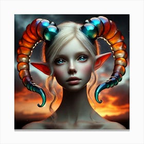 Elven Girl With Horns 1 Canvas Print