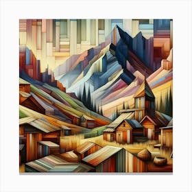 A mixture of modern abstract art, plastic art, surreal art, oil painting abstract painting art e
wooden huts mountain montain village 7 Canvas Print