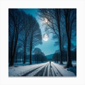 Full Moon In The Snow Canvas Print