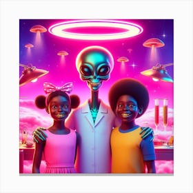 Aliens In Space 4 Canvas Print
