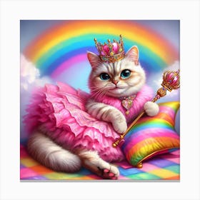 Princess Cat and a Rainbow Canvas Print