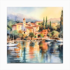 AI Mediterranean Whispers: A Pastel Impression Canvas Print