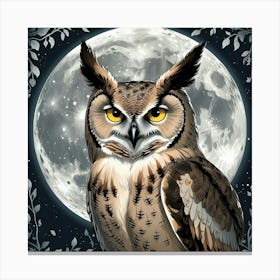 Leonardo Phoenix 10 A Mystical Great Horned Owl Illustration S 3 Canvas Print