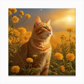 Cat In The Field Canvas Print