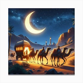 Bedouin Caravan At Night Canvas Print