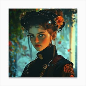 Portrait Of A Girl In The Forest Canvas Print