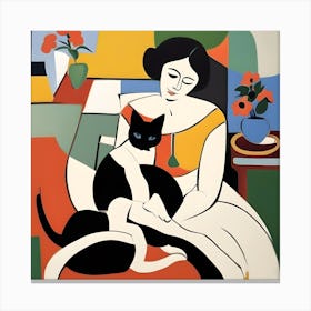 Matisse Style Cat And Woman Canvas Print
