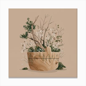 Illustration Of A Wooden Bowl Canvas Print