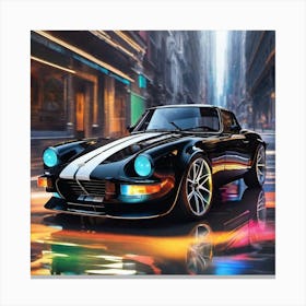 Black Sports Car In The City Canvas Print