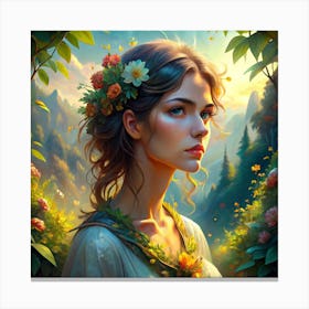 Girl In The Forest Canvas Print