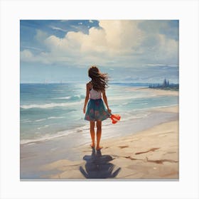 Girl On The Beach Canvas Print