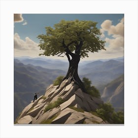 Tree On Top Of A Mountain 4 Canvas Print