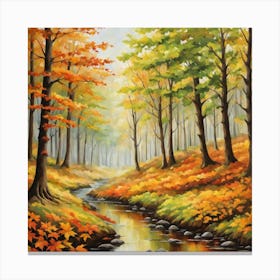 Forest In Autumn In Minimalist Style Square Composition 59 Canvas Print