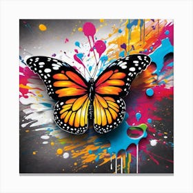 Butterfly With Paint Splashes 1 Canvas Print