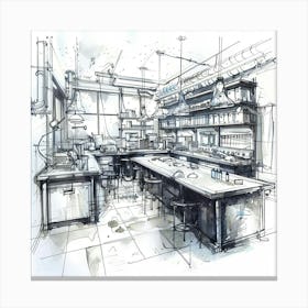 Sketch Of A Laboratory 1 Canvas Print