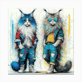 Urban Maine Coon Cats Canvas Print