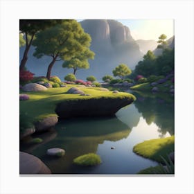 Pond In The Mountains Canvas Print