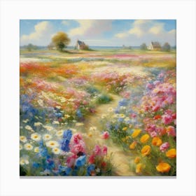 Bloemenzee Dutch For Sea Of Flowers Fields Of Flowers In A Dreamlike State With Swirling 10 Canvas Print