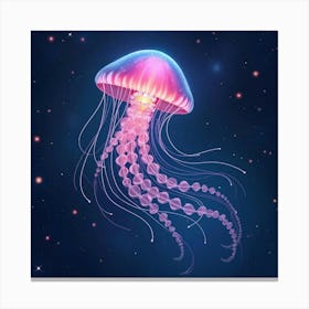 Watercolor Glowing Cosmic Jellyfish Floating Through The Endless Starry Void 1 Canvas Print