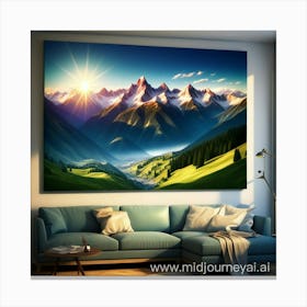 Mountain Landscape Painting Canvas Print