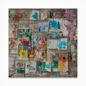 Collage On Brick Wall Canvas Print