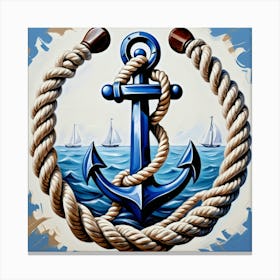 Ship anchor, Ropes, Oil painting 10 Canvas Print