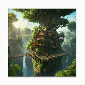 Tree House In The Forest Canvas Print