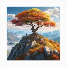 Tree On Top Of Mountain 17 Canvas Print