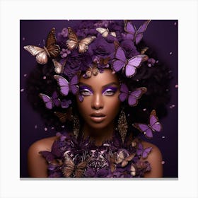 Purple Beauty With Butterflies 4 Canvas Print