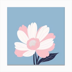 A White And Pink Flower In Minimalist Style Square Composition 341 Canvas Print