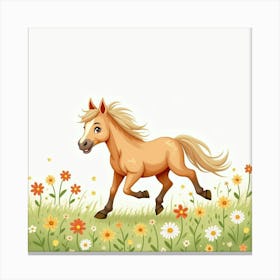 Horse Running In The Meadow Canvas Print